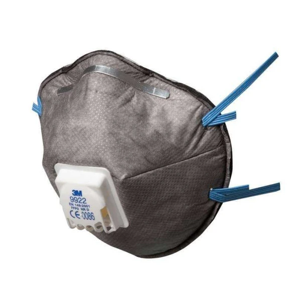 3M 9922 FFP2 Ventilli Aktif Karbonlu Organik Gaz, Toz ve Sis Maskesi (10 Adet/Kutu) ürün görseli 1