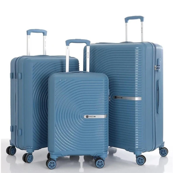 Mçs Valiz 3lü Set Kırılmaz PP Silikon Sky Blue ürün görseli 1