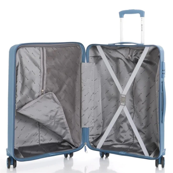 Mçs Valiz 3lü Set Kırılmaz PP Silikon Sky Blue - Resim 2
