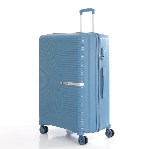Mçs Valiz 3lü Set Kırılmaz PP Silikon Sky Blue - Resim 4