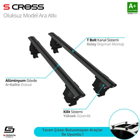Honda Civic 9 için Hatchback 2011-2015 Oluksuz Model Siyah Ara Atkı A+ Kalite ürün görseli 1
