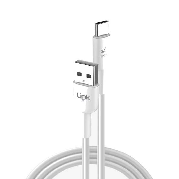 LinkTech K607 USB - Type-C 18W 3A 2mt  Şarj Kablosu Beyaz ürün görseli 1