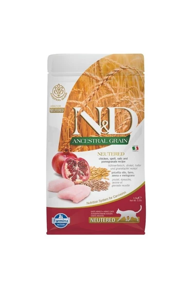 N&D Ancestral Grain Tavuklu Kısırlaştırılmış Yetişkin Kedi Maması 1,5 Kg ürün görseli 1