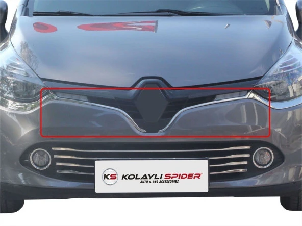 Renault Clio 4 için Ön Panjur Çıtası U Formlu 2 Parça Krom 2013-2016 ürün görseli 1