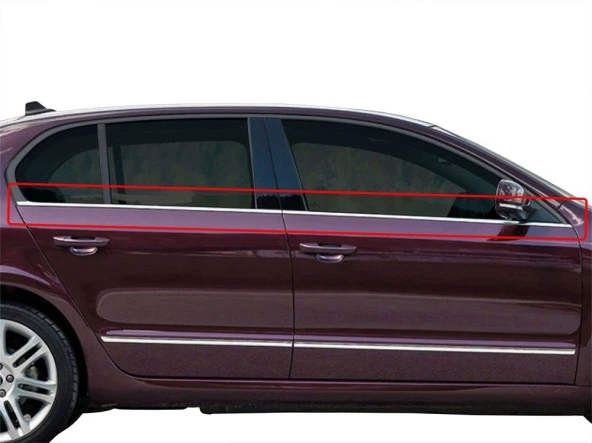 Skoda Super B6 için 3T Cam Çıtası 4 Parça  Krom 2008-2014 ürün görseli 1