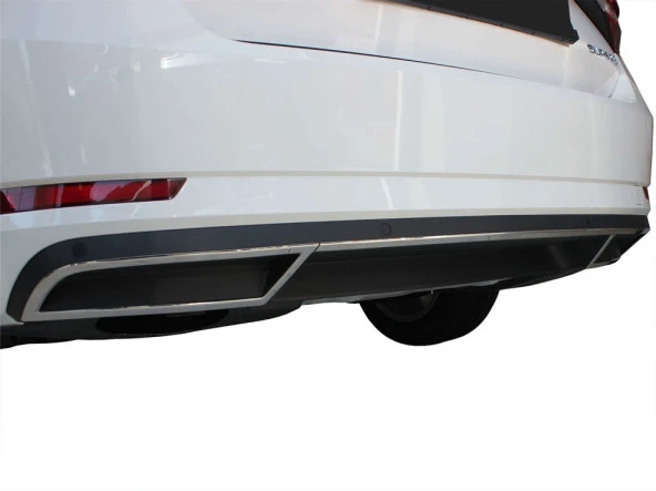 Skoda Super B8 için Egzoz Çıkışı 3 Parça Krom 2015 Ve Sonrası ürün görseli 1