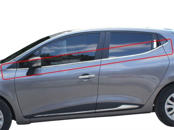 Renault Clio 4 için Cam Çıtası 8 Parça Krom 2013-2019 ürün görseli 1