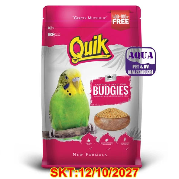 Quik Muhabbet Yemi 400+100 gr - Quik Muhabbet Kuşu Yemi 500 gram SKT/12/10/2027 ürün görseli 1