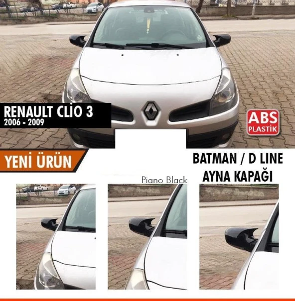 Renault Clio 3 için (2006-2009) Batman Yarasa Ayna Kapağı (Piano Black) ürün görseli 1