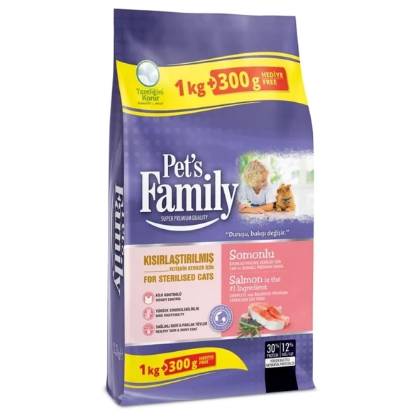 Pet's Family 1000+300  Gr Kedi Maması Somonlu ürün görseli 1