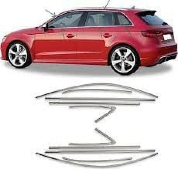 Audi A3 Hatchback için Cam Çerçevesi 2013-2020 Paslanmaz Çelik ürün görseli 1