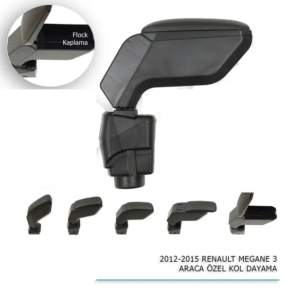 Renault Megane Uyumlu 3 Araca Özel Kol Dayama Siyah 2012-2015 Parça ürün görseli 1