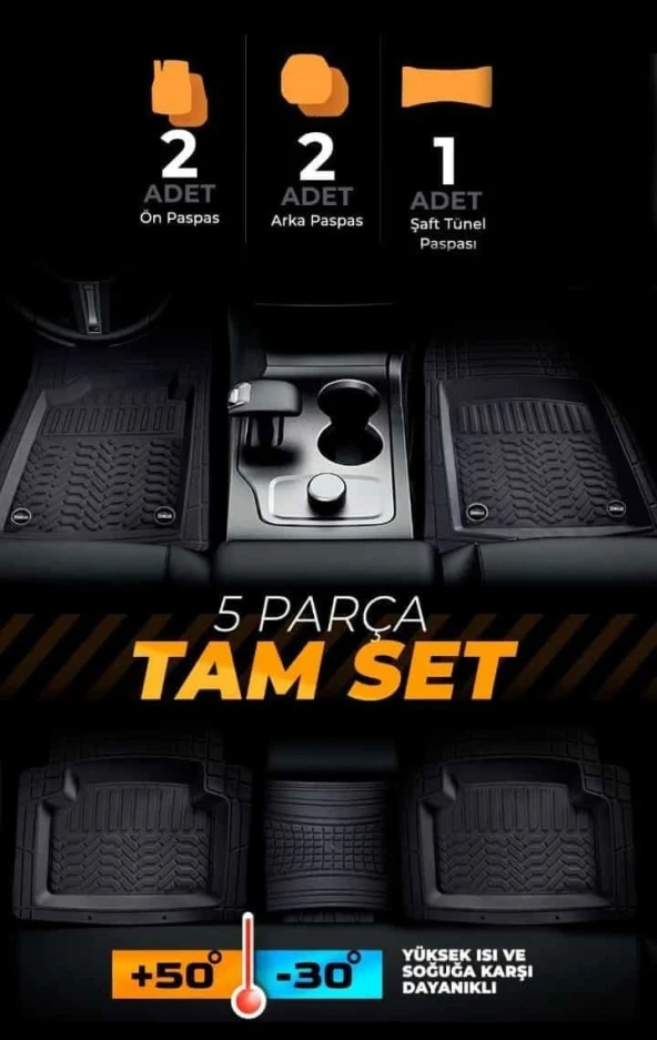 Renault Megane Havuzlu için Universal Paspas Krom Siyah Renk ürün görseli 1