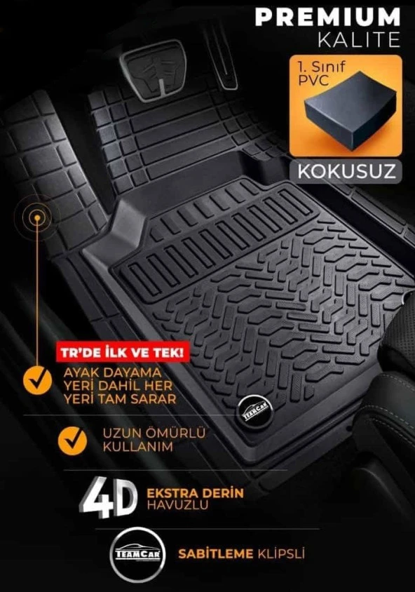 Geely Echo Havuzlu için Universal Paspas Krom Bej Renk - Resim 4