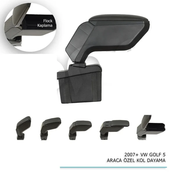 Volkswagen Golf Uyumlu 5 Araca Özel Kol Dayama Siyah 2004-2007 Parça ürün görseli 1
