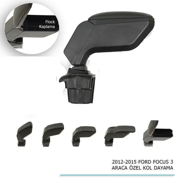 Ford Focus Uyumlu 3 Araca Özel Kol Dayama Siyah 2012-2015 Parça ürün görseli 1