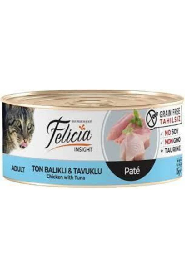 Felicia Kedi Konservesi Ton Balıklı Ve Tavuklu Kıyılmış Konserve Kedi Maması 85 Gr ürün görseli 1