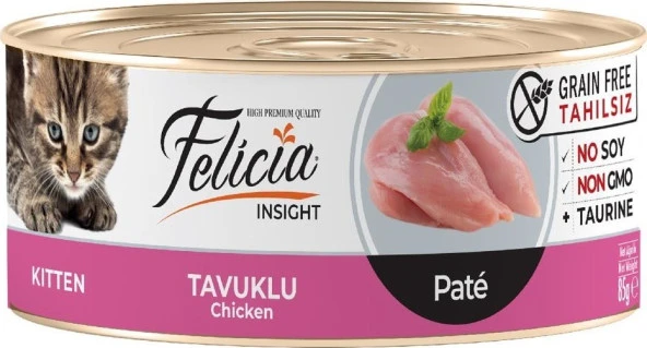 Felicia Yavru Kedi Konservesi Tavuklu Kıyılmış Tahılsız 85 Gr ürün görseli 1