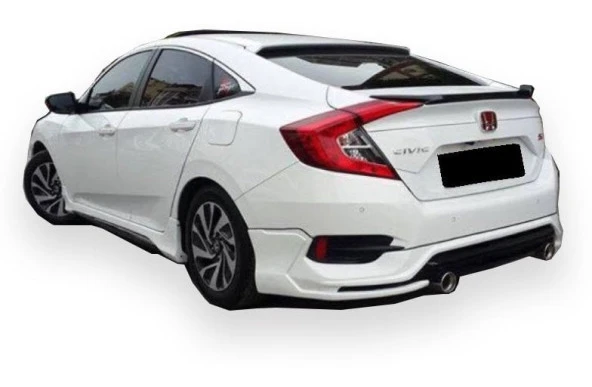 Honda Civic Fc5 için Sedan (2015-2018) Turbo Arka Tampon Eki - Difüzör (Plastik) ürün görseli 1