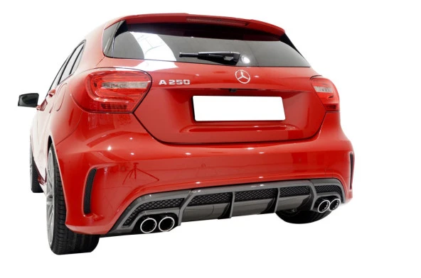 Mercedes A Serisi için W176 (2012-2015) Amg A180 A200 A250 Arka Tampon Eki - Difüzör (Plastik) ürün görseli 1