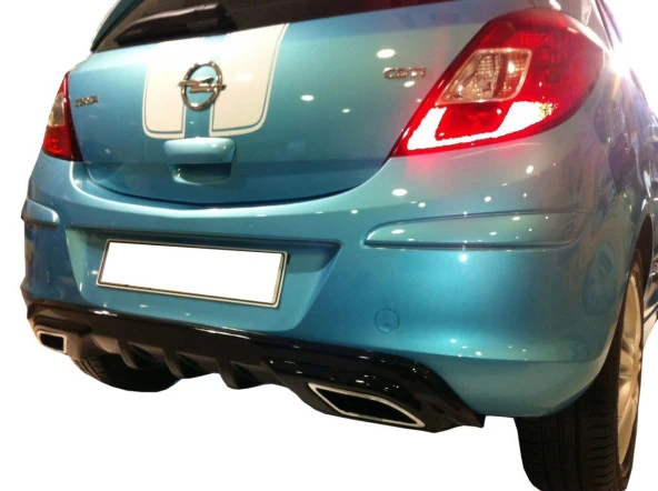 Opel Corsa D için (2007-2015) Egzoz Görünümlü Arka Tampon Eki - Difüzör (Plastik) ürün görseli 1