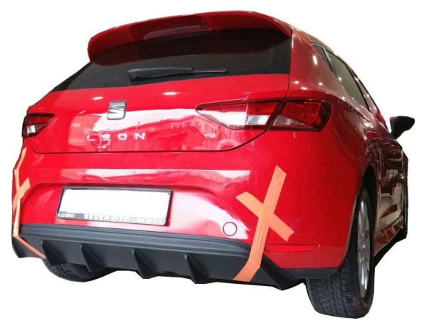Seat Leon Mk3 için 5F (2013-2016) Style Uyumlu Custom Arka Tampon Eki - Difüzör (Plastik) ürün görseli 1