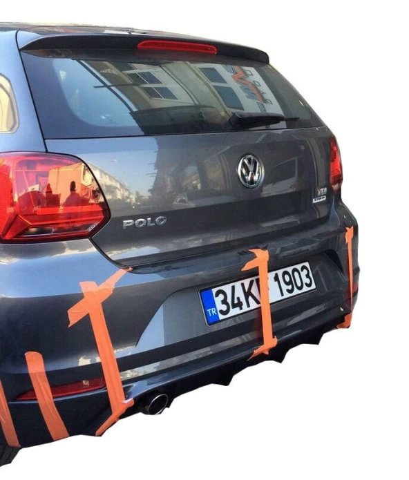 Volkswagen Polo 6R için (2015-2017) Makyajlı Arka Tampon Eki - Difüzör (Plastik) ürün görseli 1