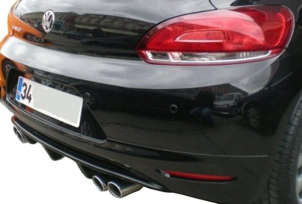 Volkswagen Scirocco (2009-2014) için Sağ-Sol Çift Çıkışlı Arka Tampon Eki - Difüzör (Plastik) ürün görseli 1