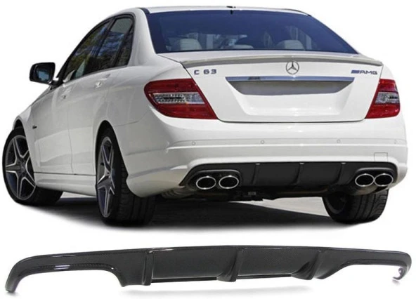 Mercedes C Serisi için W204 (2008-2011) Makyajsız Arka Tampon Eki - Difüzör (Plastik) ürün görseli 1