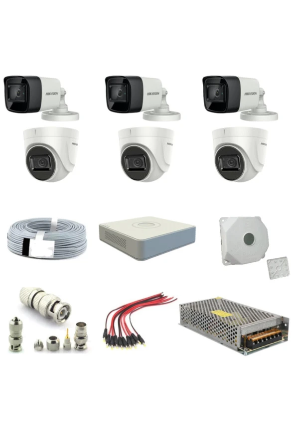 Dvr 6 Adet Kamera 2mp 1080p Fullhd Güvenlik Kamera Seti ürün görseli 1
