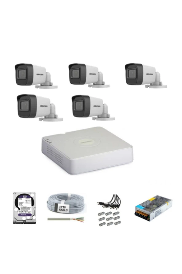 Hikvision Haıkon 5 Kameralı Güvenlik Kamera Hazır Set (Gece Renkli) ürün görseli 1