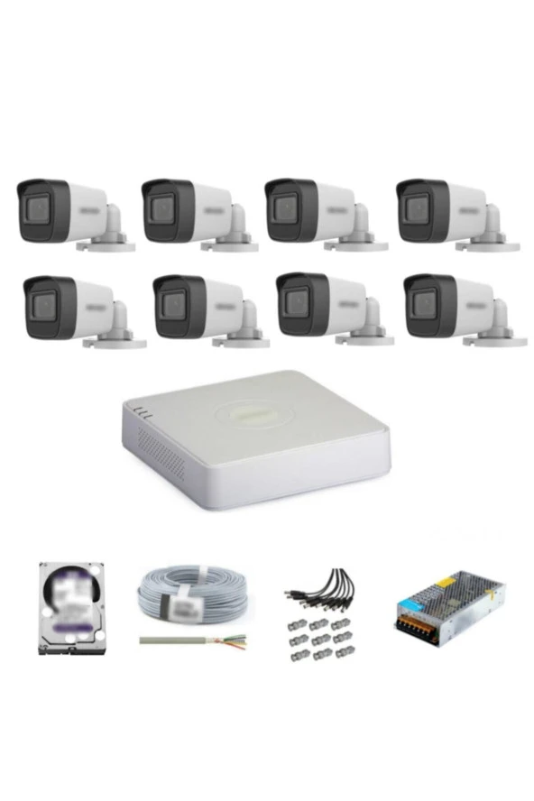 Hikvision Haıkon 8 Kameralı Güvenlik Kamera Hazır Set 500GB Hdd ürün görseli 1