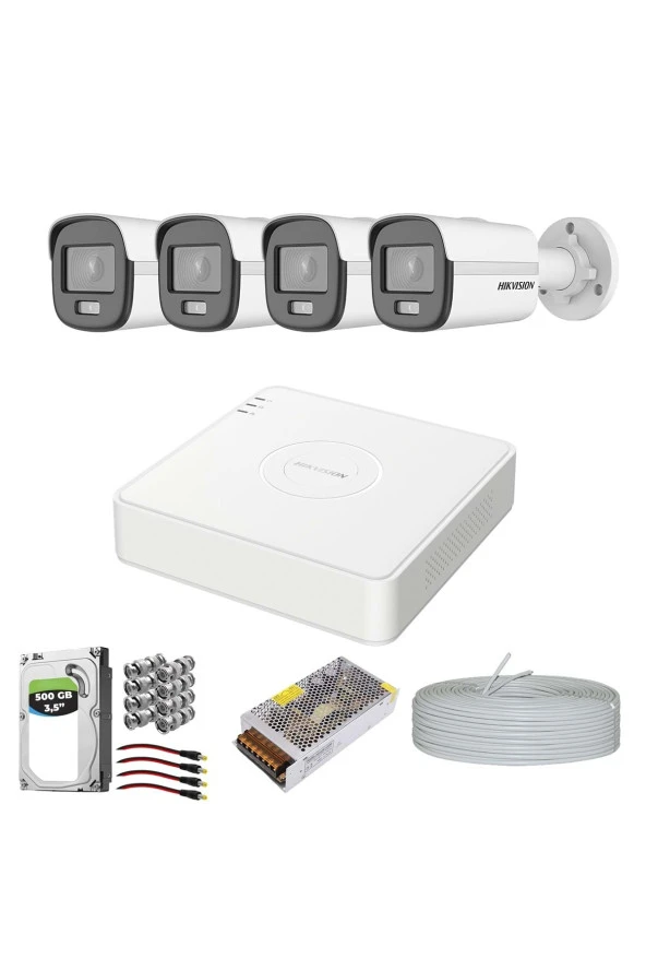 Hıkvısıon Colorvu Gece-karanlıkta 7/24 Renkli 4 Kameralı Set 500gb Hdd ürün görseli 1