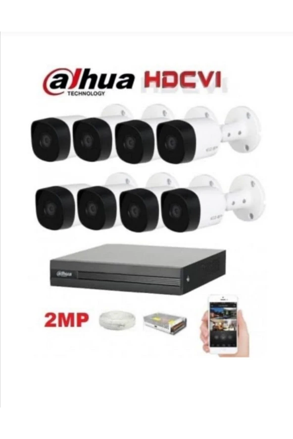 DAHUA 2 Mp 8 Kameralı Set (500gb Harddisk) ürün görseli 1