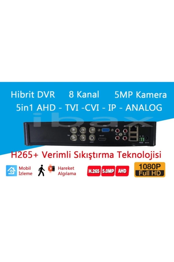 AVENİR 5mp H265 8li Kayıt Cihazı Yüz Tanımalı, Video Autlu ürün görseli 1