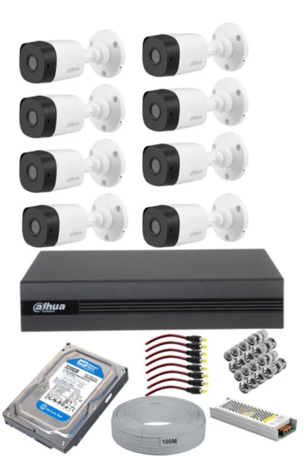 DAHUA RENKLİ 8 Kameralı Güvenlik Kamerası Full Set 500GB Hdd ürün görseli 1