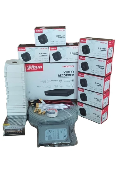 DAHUA 8 Kanal 8 Kamera Güvenlik Kamera Seti 500 GB Harddisk GECE RENKLİ KAMERALAR ürün görseli 1