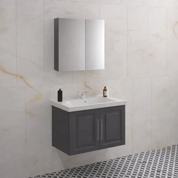 Denko Royal 80 Cm Antrasit Banyo Dolabı Takımı ürün görseli 1