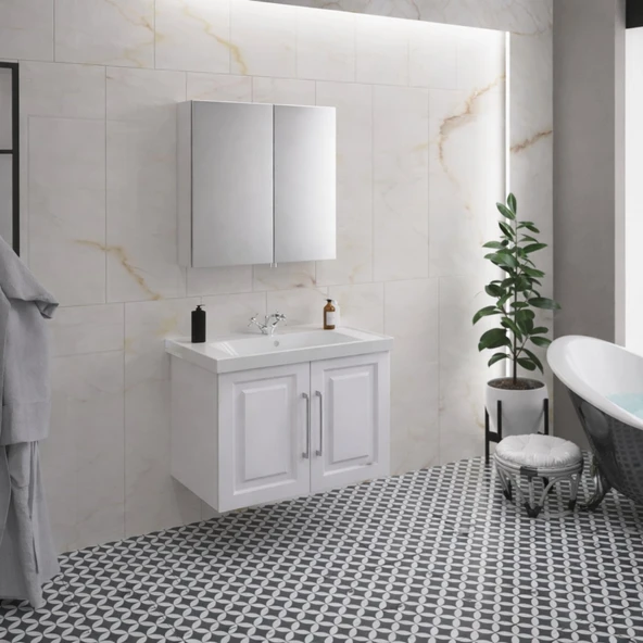 Denko Royal 80 cm Beyaz Banyo Dolabı Takımı ürün görseli 1
