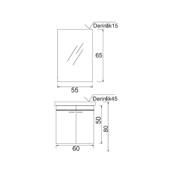 Denko Terra 60 Cm Alize Banyo Dolabı Takımı - Resim 3