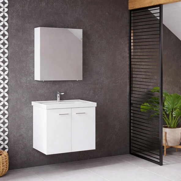 Denko Terra 65 Cm Beyaz Banyo Dolabı Takımı ürün görseli 1
