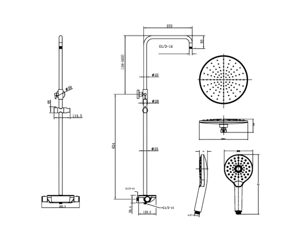 Creavit Termostatlı Krom Tepe Duş Sistemi SH510 - Resim 4