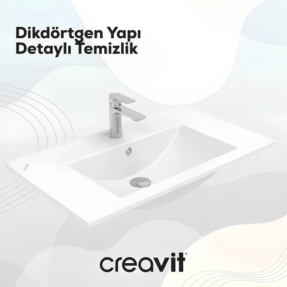 Creavit Su Etajer Uyumlu Beyaz Lavabo 80x45 Cm SU080 ürün görseli 1
