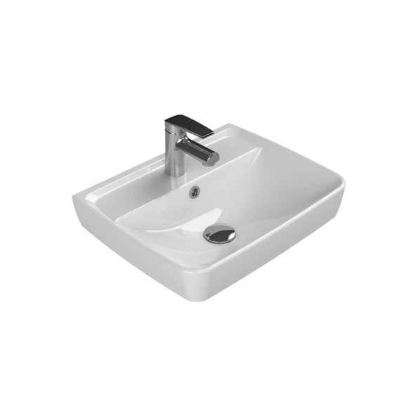 Turkuaz Cerastyle Duru Etajer Uyumlu Beyaz Lavabo 50x40 Cm 035000-u ürün görseli 1