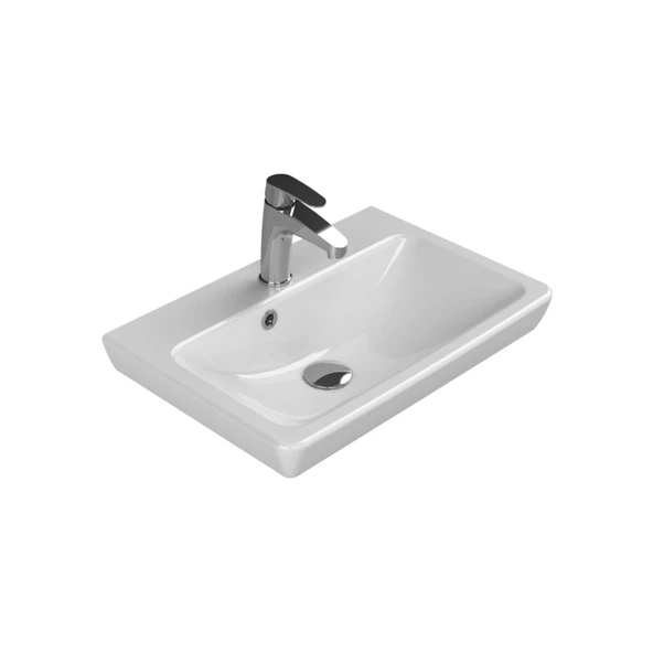 Turkuaz Cerastyle Porto Etajer Uyumlu Beyaz Lavabo 55x38 Cm 068000-u ürün görseli 1