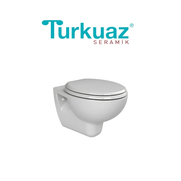 Turkuaz Lila Kanallı Beyaz Asma Klozet SET018007, Turkuaz Lila Yavaş Kapak ürün görseli 1