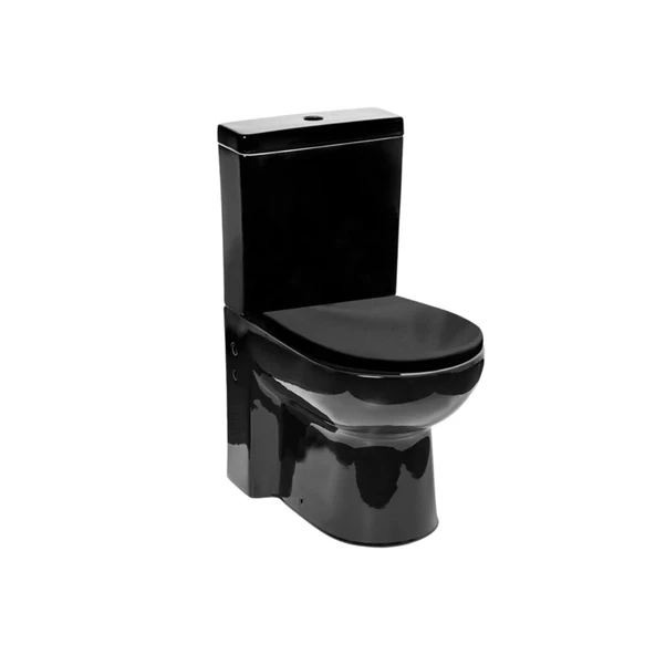 Newarc Modern Kanallı Parlak Siyah Duvara Sıfır Klozet Takımı MOD.K022B, Newarc Modern Duroplast Yavaş Kapak ürün görseli 1