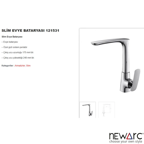 Newarc Slim Krom Eviye Bataryası 121531 - Resim 3