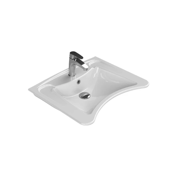 Turkuaz Cerastyle Bedensel Engelli Batarya Delikli Beyaz Lavabo 60x49 Cm 017100-u ürün görseli 1