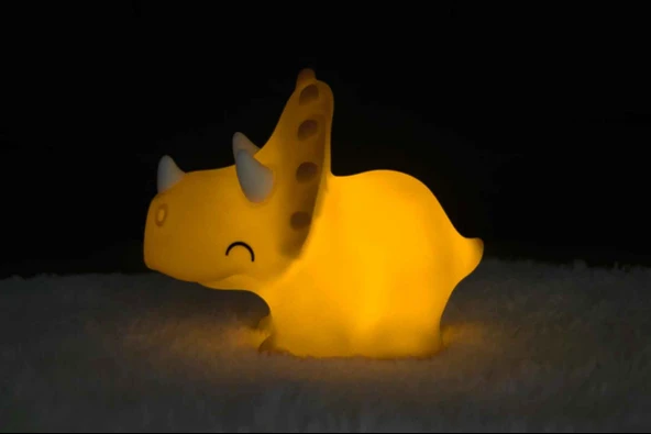Dhink Silikon Gece Lambası  Triceratops Pembe - Resim 7